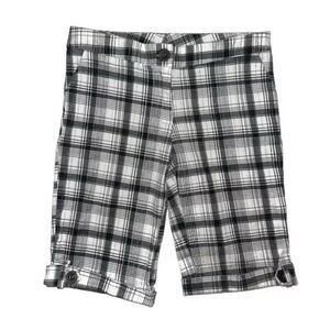 Body Central Juniors Size Medium Sparkle Plaid Cuffed Bermuda Shorts